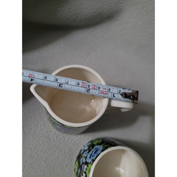 Napcoware Blue Green Pansies Floral Chintz Creamer Sugar Set Japan - Picture 8 of 11